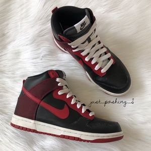 Red and Black Nike Dunk Hi